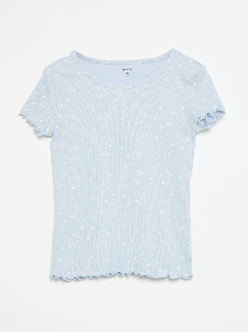 Ensemble de pyjama haut + short en maille côtelée coton Bleu - Kiabi