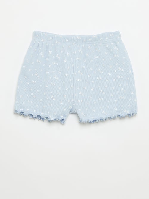 Ensemble de pyjama haut + short en maille côtelée coton - Kiabi