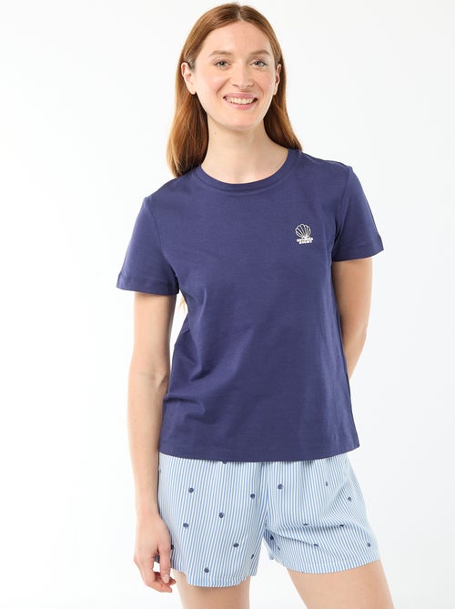 Ensemble de pyjama haut + short léger all-over rayé - Kiabi