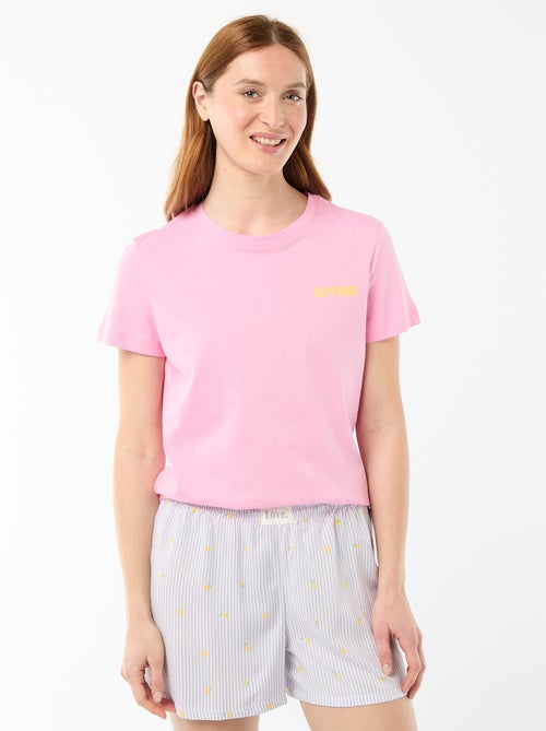 Ensemble de pyjama haut + short léger all-over rayé - Kiabi