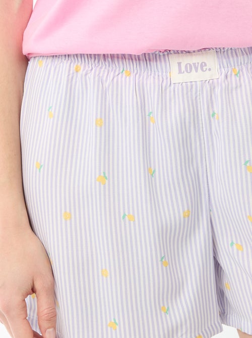 Ensemble de pyjama haut + short léger all-over rayé - Kiabi