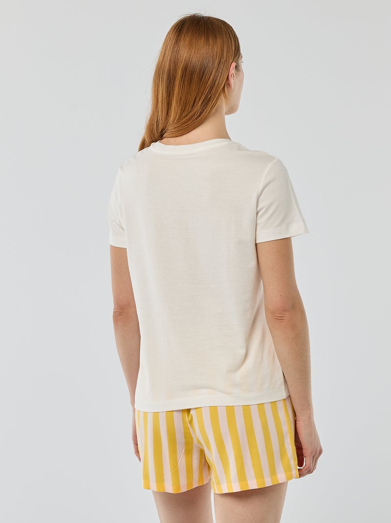 Ensemble de pyjama haut + short léger rayé Jaune - Kiabi