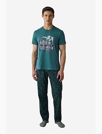 Ensemble de pyjama homme à manches courtes imprimé slogan jurassic penti