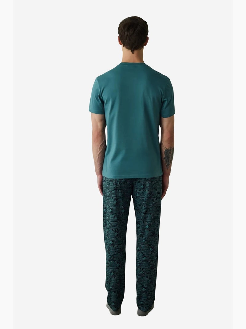 Ensemble de pyjama homme à manches courtes imprimé slogan jurassic penti Bleu canard - Kiabi