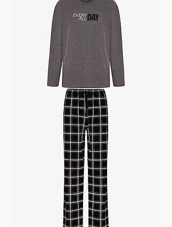 Ensemble de pyjama homme all day à carreaux, manches longues penti