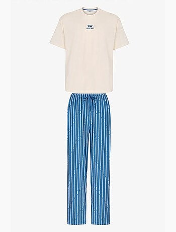 Ensemble de pyjama homme refined à rayures, oversize, long, manches courtes penti