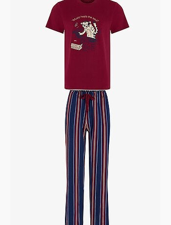 Ensemble de pyjama homme retro groove à rayures, manches courtes penti