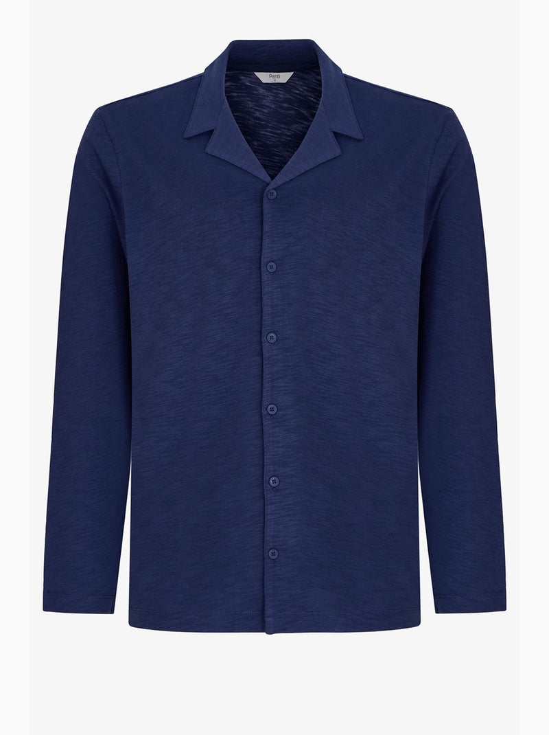 Ensemble de pyjama homme season avec chemise à manches longues et pantalon penti Bleu marine - Kiabi