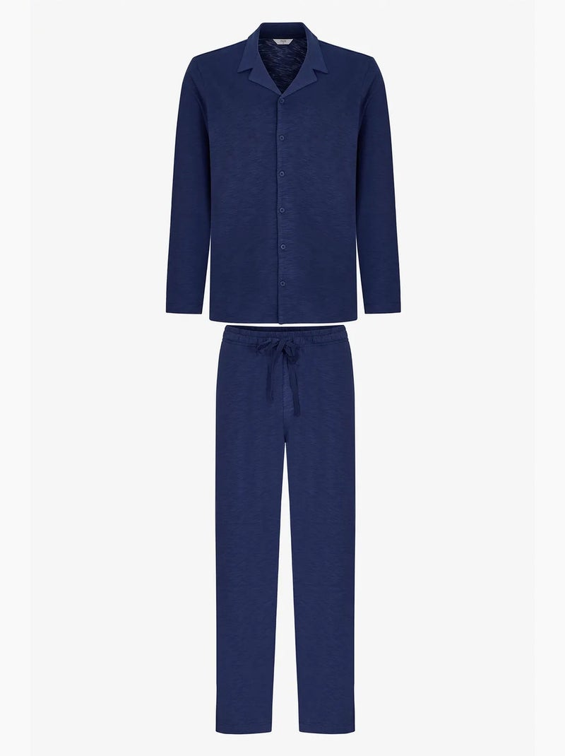 Ensemble de pyjama homme season avec chemise à manches longues et pantalon penti Bleu marine - Kiabi