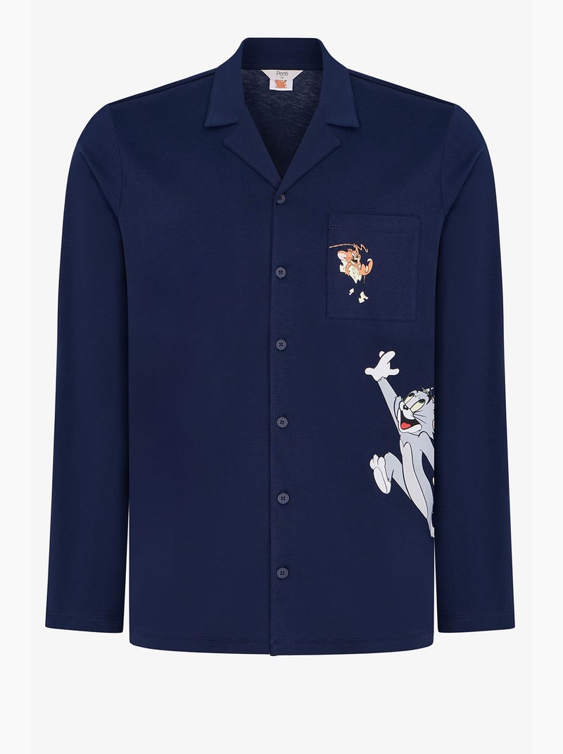 Ensemble de pyjama homme tom&jerry chemise à manches longues et pantalon penti Bleu marine - Kiabi