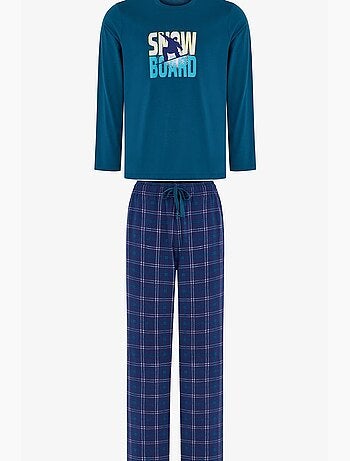 Ensemble de pyjama homme winter board à motif géométrique, pantalon, manches longues penti