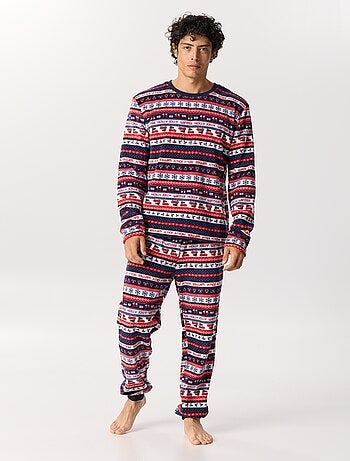 Ensemble de pyjama imprimé jacquard 'Noël' 2 pièces en polaire