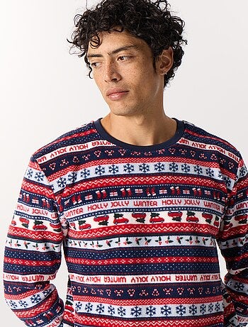 Ensemble de pyjama imprimé jacquard 'Noël' 2 pièces en polaire