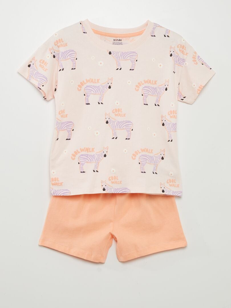 Ensemble de pyjama imprimé : T-shirt + short - 2 pièces Orange - Kiabi