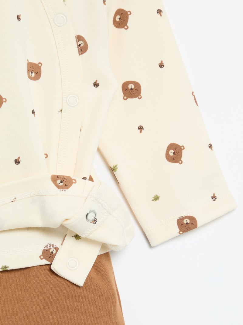 Ensemble de pyjama interlock - 2 pièces Beige - Kiabi