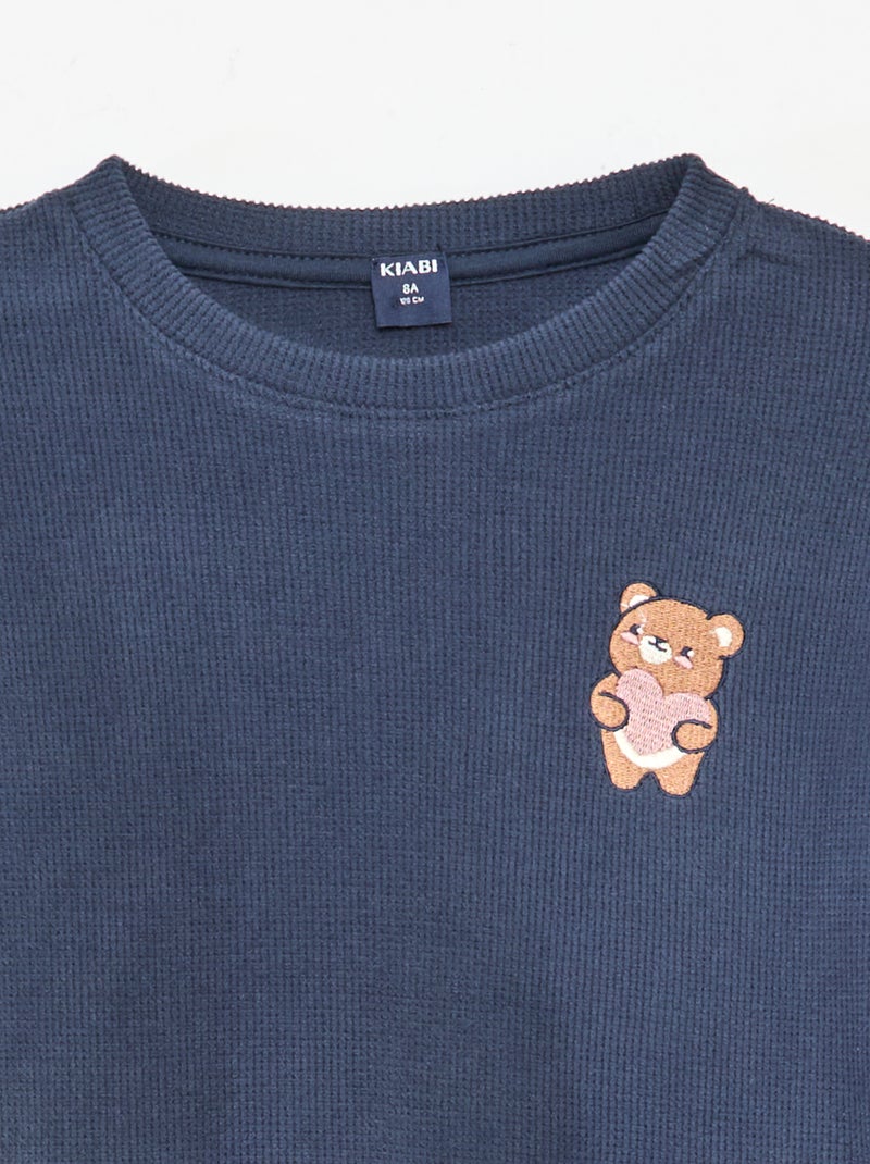 Ensemble de pyjama jersey uni Bleu - Kiabi