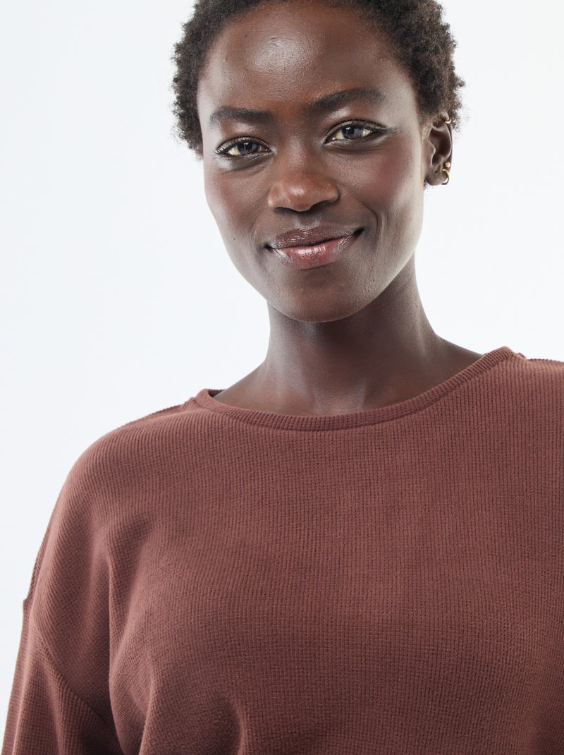 Ensemble de pyjama jersey uni Marron - Kiabi