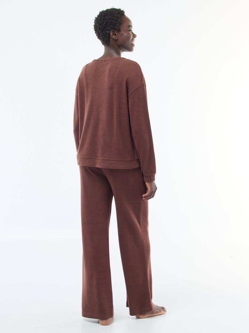 Ensemble de pyjama jersey uni Marron - Kiabi