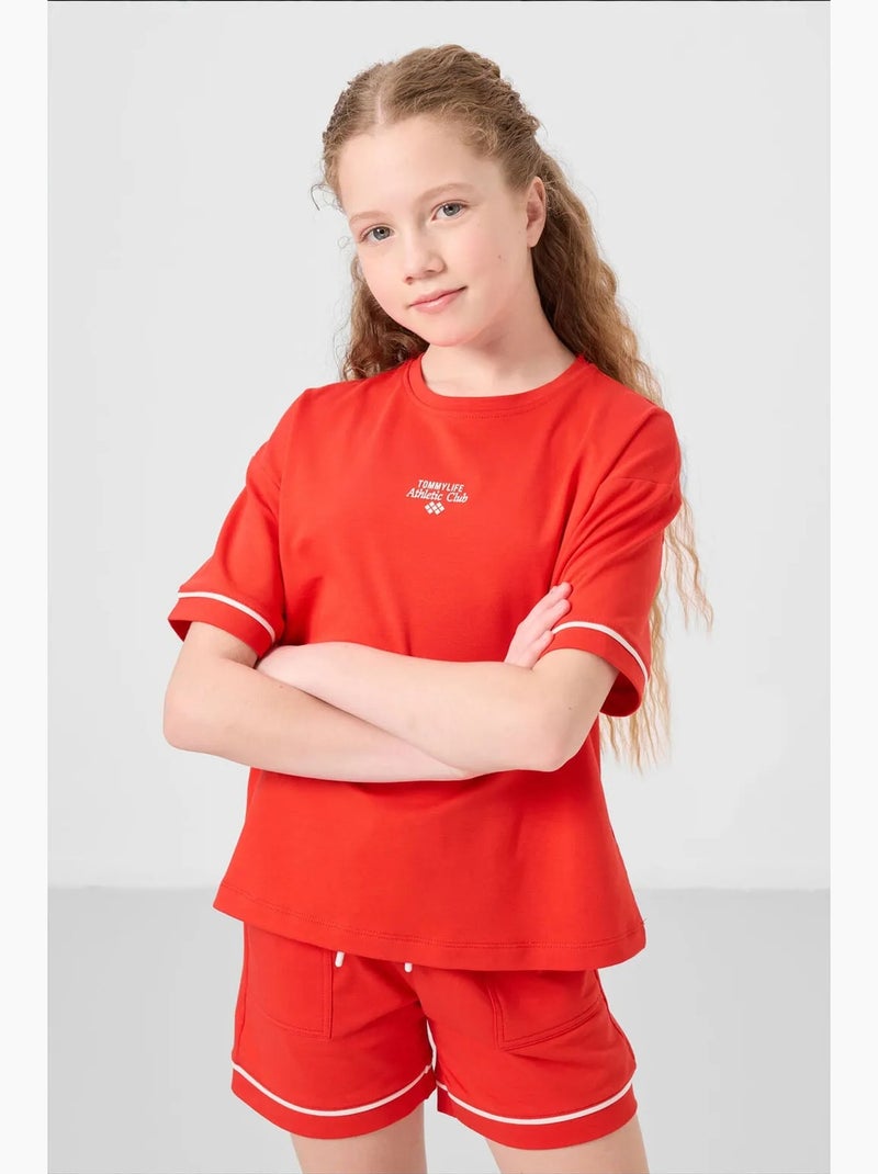 Ensemble de pyjama jeunesse en coton mélangé tommy Rouge - Kiabi