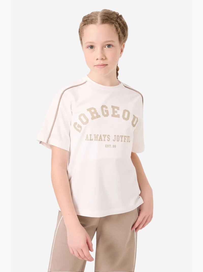 Ensemble de pyjama jeunesse en mélange coton tommy Grège - Kiabi