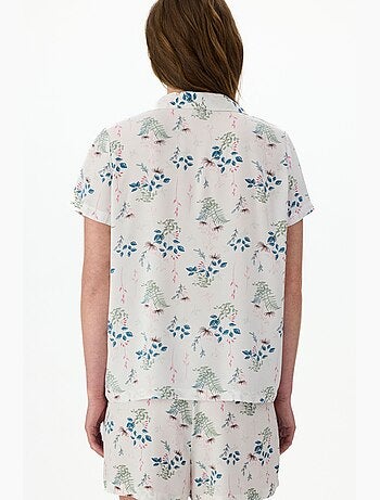Ensemble de pyjama kırık petal mist fleuri à manches courtes, chemise et short penti