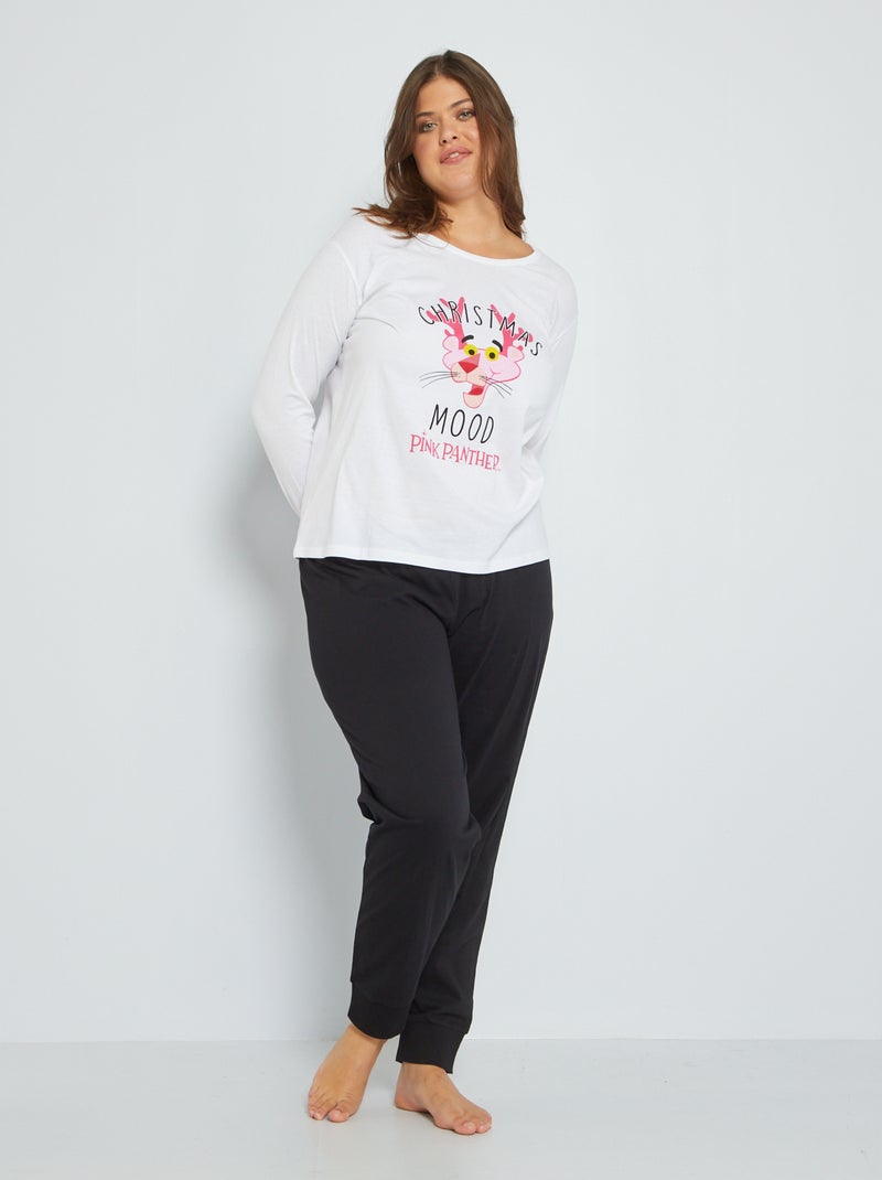 Ensemble de pyjama 'La Panthère Rose' blanc/noir - Kiabi
