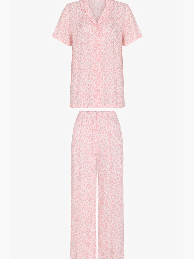 Ensemble de pyjama léopard, chemise à manches courtes et pantalon penti Rose clair - Kiabi
