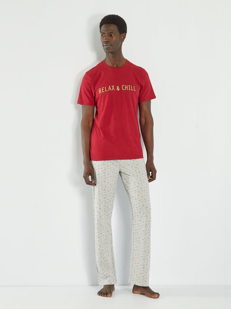 Ensemble de pyjama long - 2 pièces rouge/gris - Kiabi