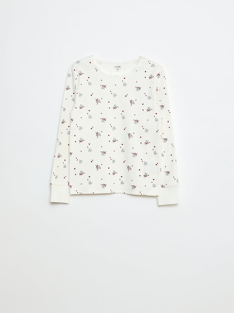 Ensemble de pyjama long en molleton + gilet sans manches effet moutonné - 3 pièces Blanc - Kiabi