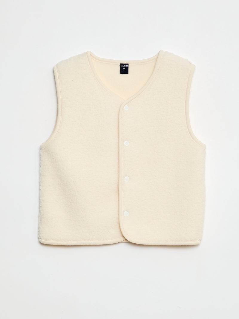 Ensemble de pyjama long en molleton + gilet sans manches effet moutonné - 3 pièces Blanc - Kiabi