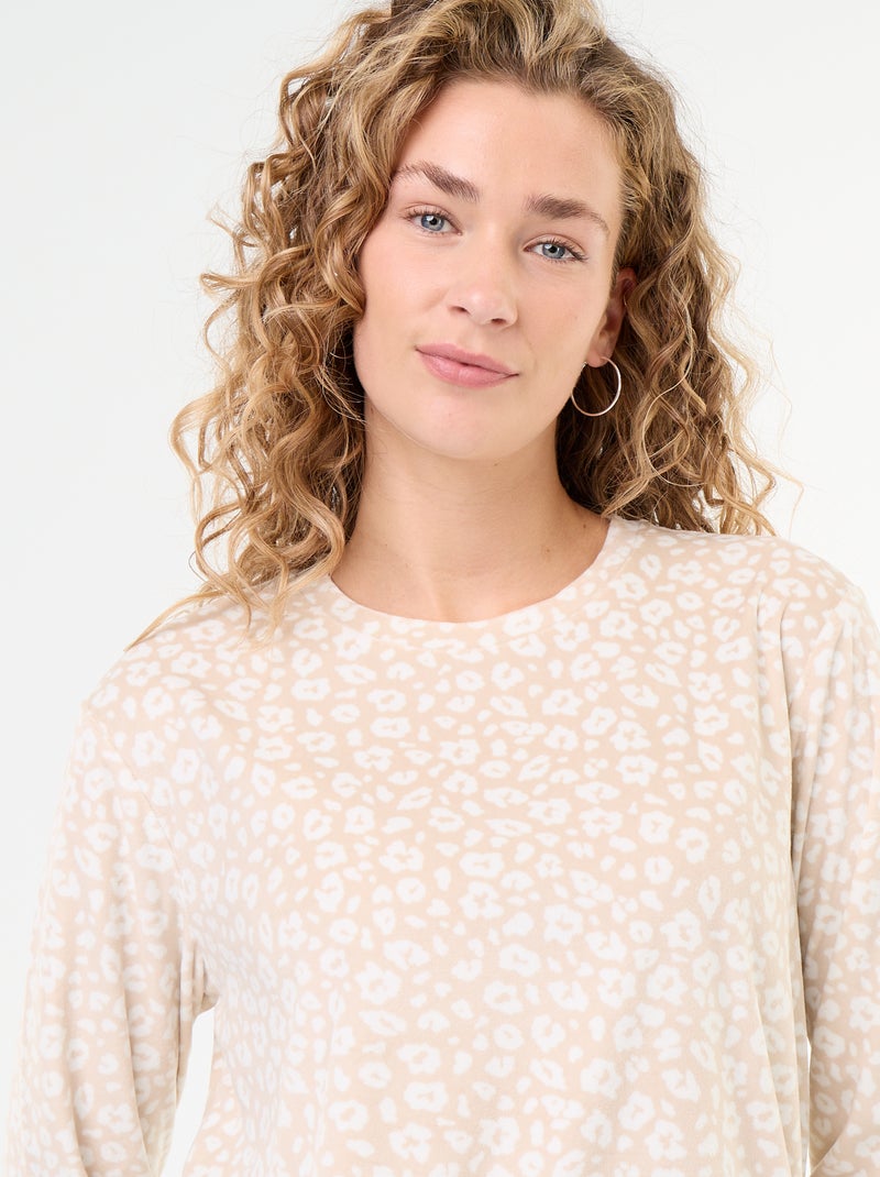 Ensemble de pyjama long en polaire - 2 pièces Beige - Kiabi