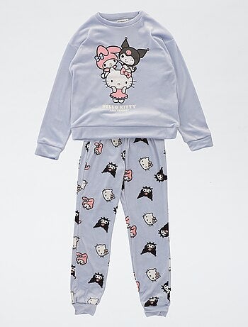 Ensemble de pyjama long en polaire 'Kuromi' 'Hello Kitty' - 2 pièces