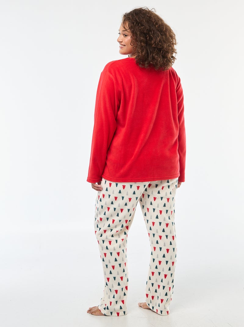 Ensemble de pyjama long Noël en polaire - 2 pièces Rouge - Kiabi