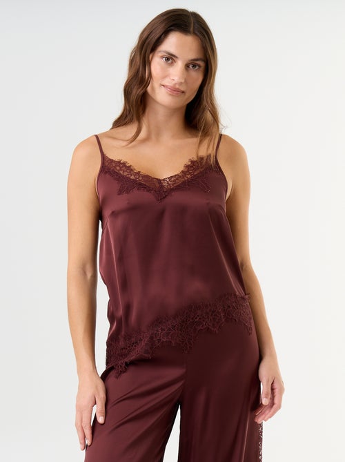 Ensemble de pyjama long satiné top + pantalon - 2 pièces - Kiabi Ensemble de pyjama long satiné top + pantalon - 2 pièces - Kiabi