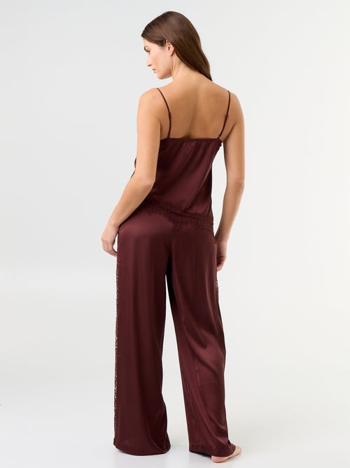 Ensemble de pyjama long satiné top + pantalon - 2 pièces - Kiabi Ensemble de pyjama long satiné top + pantalon - 2 pièces - Kiabi