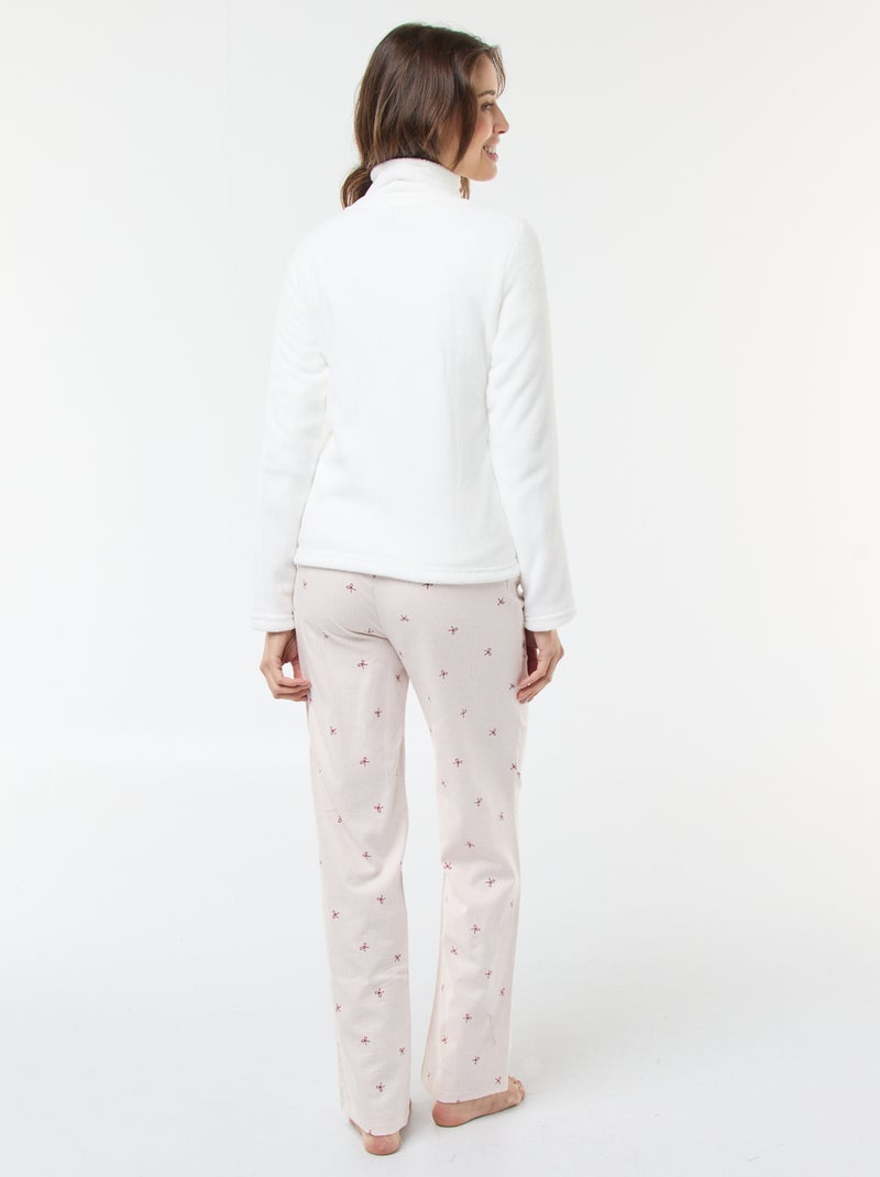 Ensemble de pyjama long + sweat zippé en polaire - 3 pièces Blanc - Kiabi