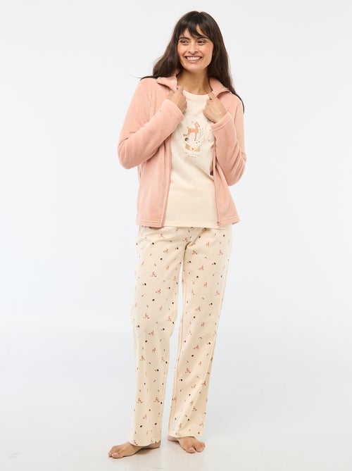 Ensemble de pyjama long + sweat zippé en polaire - 3 pièces - Kiabi