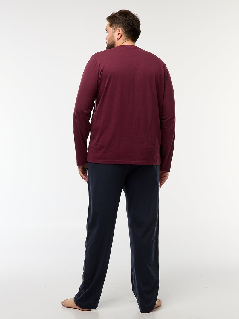 Ensemble de pyjama long t-shirt + pantalon - 2 pièces Rouge - Kiabi