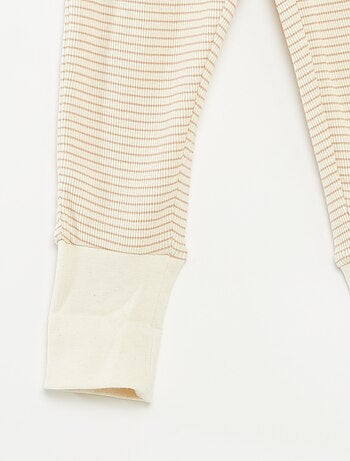 Ensemble de pyjama long t-shirt + pantalon à rayures - 2 pièces