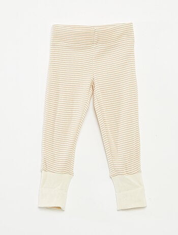 Ensemble de pyjama long t-shirt + pantalon à rayures - 2 pièces