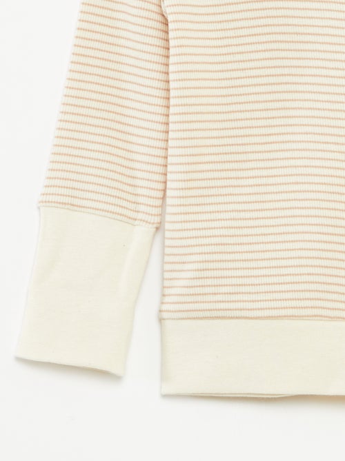 Ensemble de pyjama long t-shirt + pantalon à rayures - 2 pièces - Kiabi