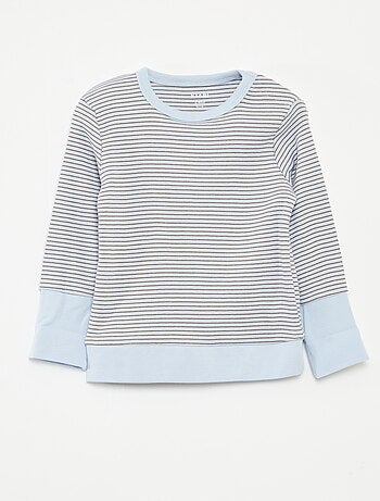 Ensemble de pyjama long t-shirt + pantalon à rayures - 2 pièces