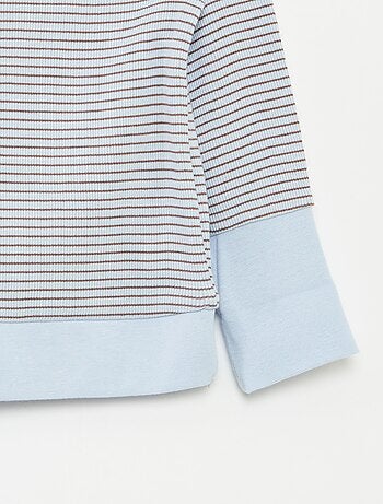 Ensemble de pyjama long t-shirt + pantalon à rayures - 2 pièces