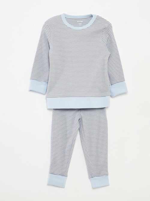 Ensemble de pyjama long t-shirt + pantalon à rayures - 2 pièces - Kiabi Ensemble de pyjama long t-shirt + pantalon à rayures - 2 pièces - Kiabi
