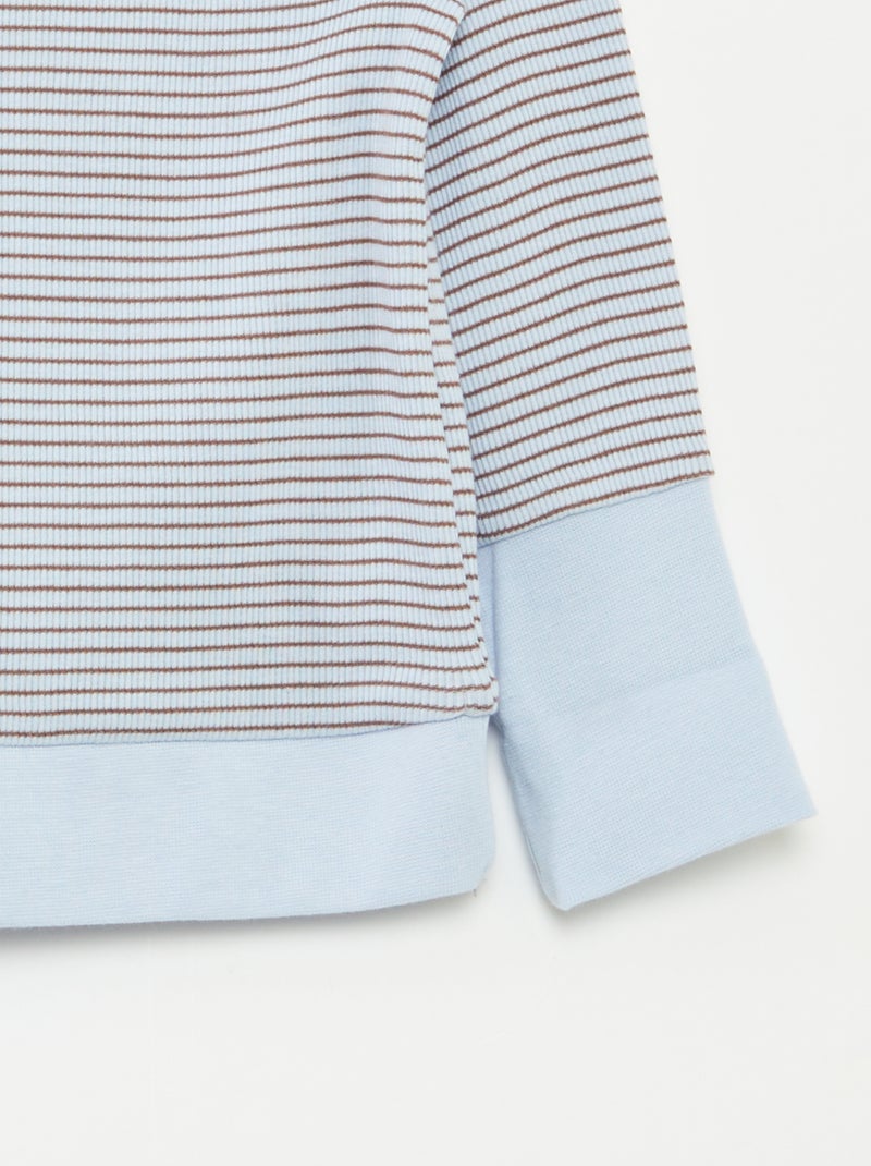 Ensemble de pyjama long t-shirt + pantalon à rayures - 2 pièces Bleu - Kiabi