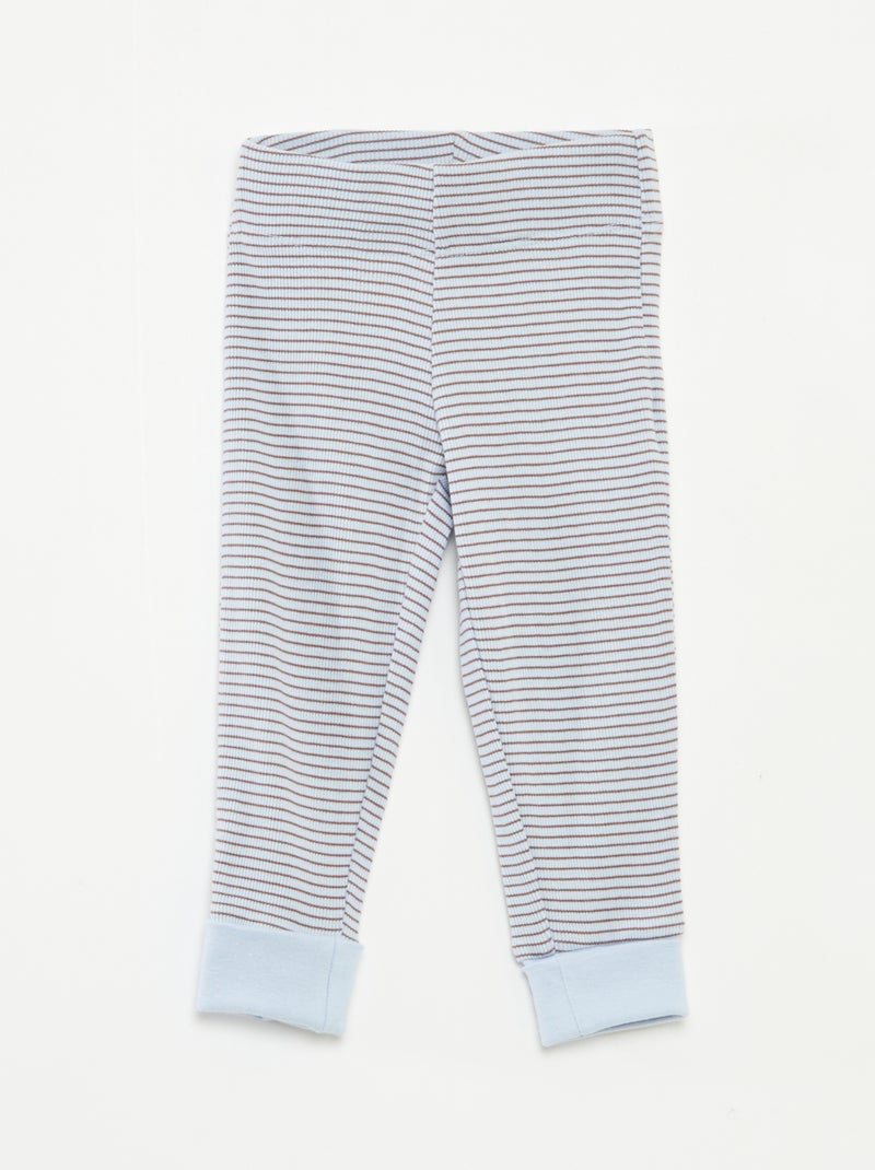 Ensemble de pyjama long t-shirt + pantalon à rayures - 2 pièces Bleu - Kiabi