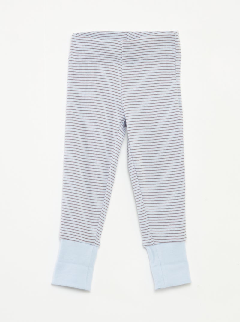 Ensemble de pyjama long t-shirt + pantalon à rayures - 2 pièces Bleu - Kiabi