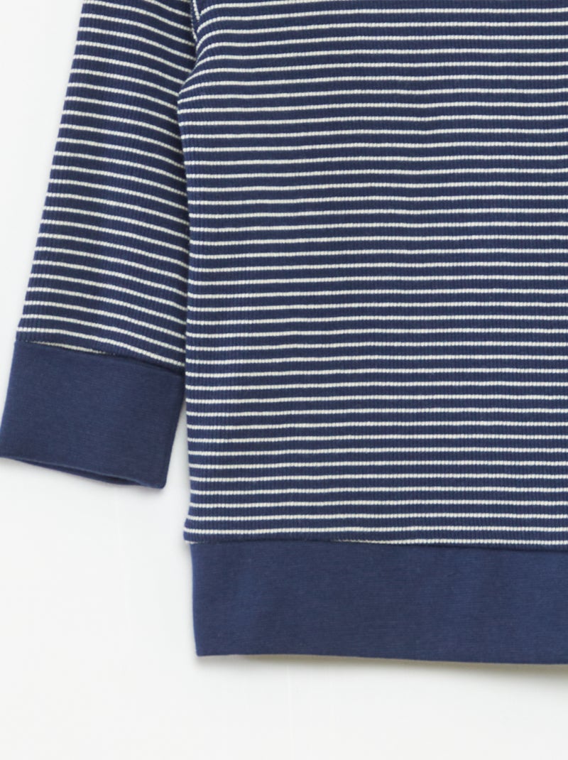 Ensemble de pyjama long t-shirt + pantalon à rayures - 2 pièces Bleu - Kiabi