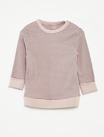 Ensemble de pyjama long t-shirt + pantalon à rayures - 2 pièces