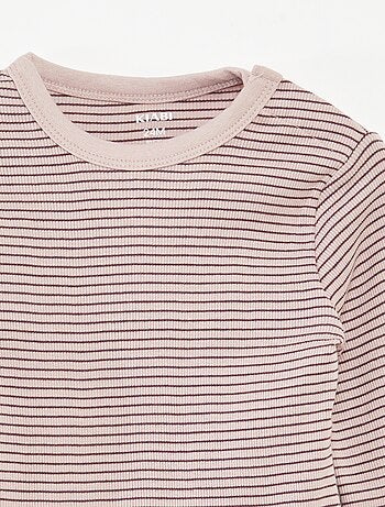 Ensemble de pyjama long t-shirt + pantalon à rayures - 2 pièces